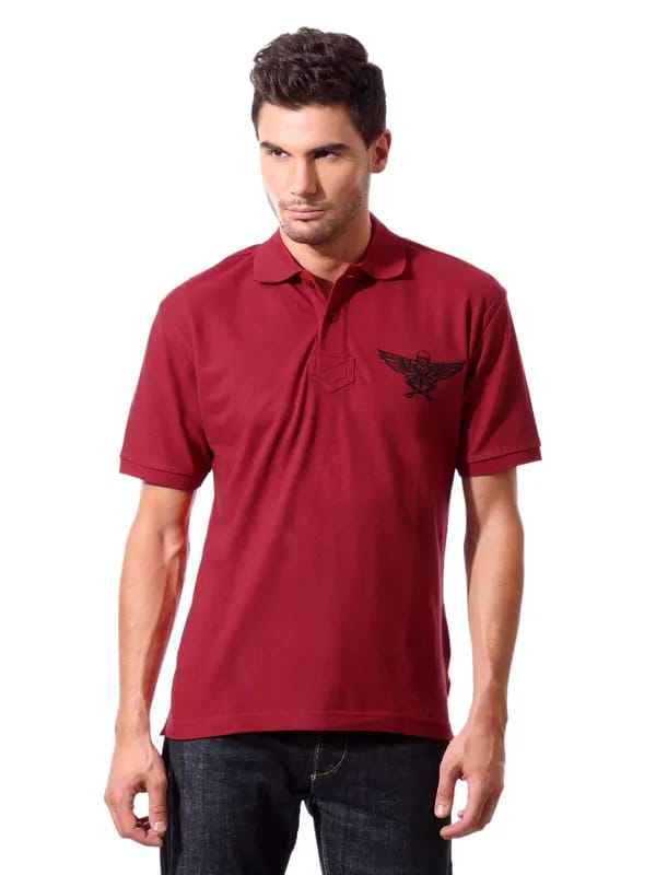 John Players Men Polo Red T-shirt