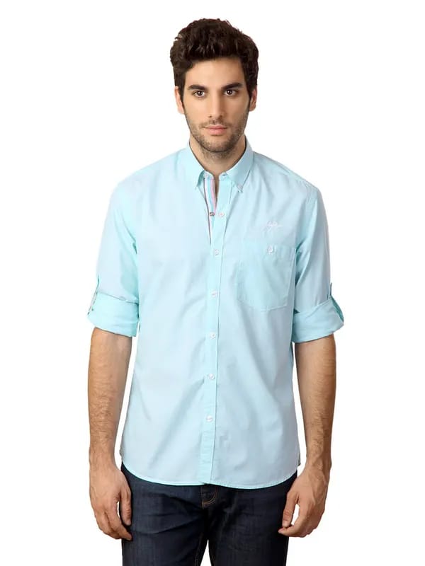 John Players Men Stripes Blue Shirt