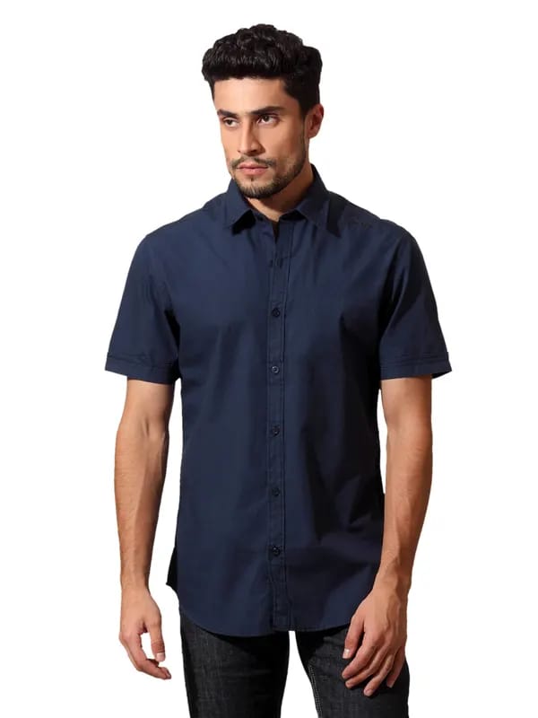John Players Men Navy Blue Shirt