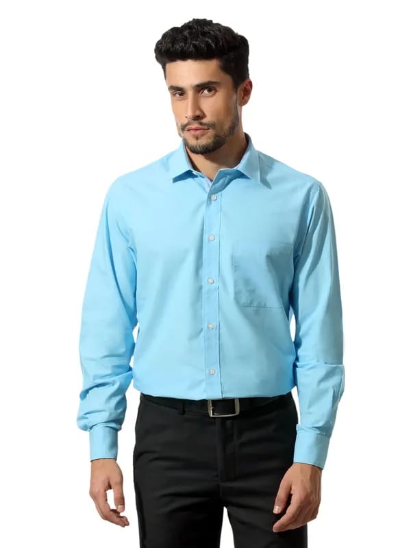 John Players Men Solid Blue Shirt