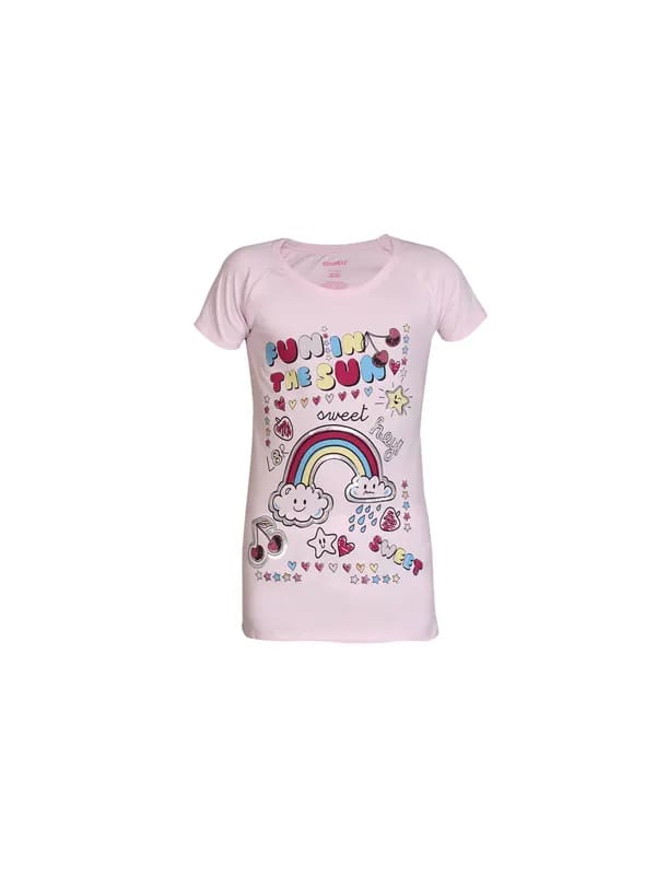 Kids Ville Girls Pink Printed Top