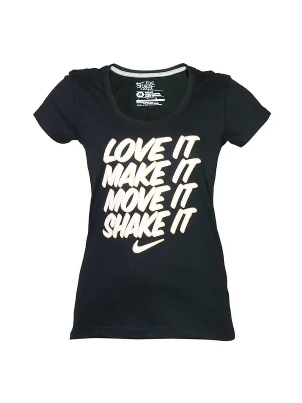 Nike Women Printed Scoop Black T-shirt