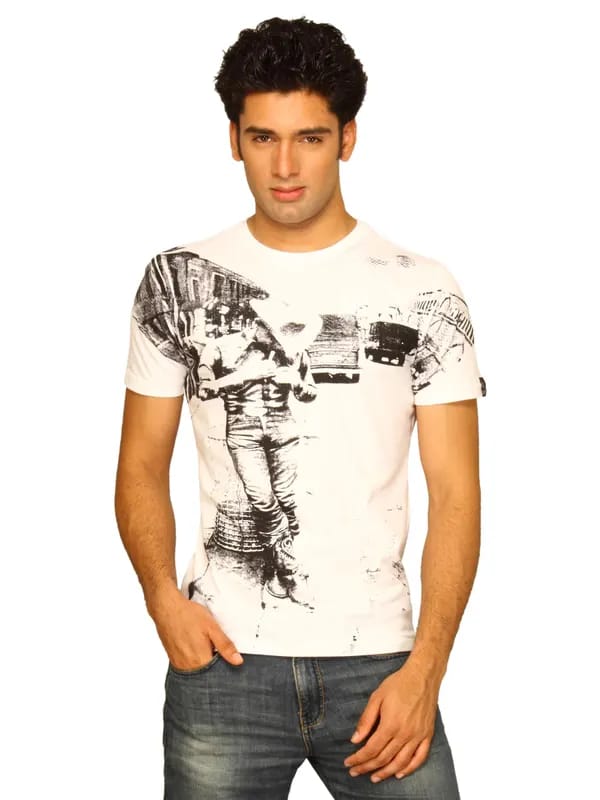 Wrangler Men's Cowboy Photo White T-shirt