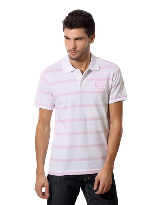 Free Authority Men White Striped T-shirt