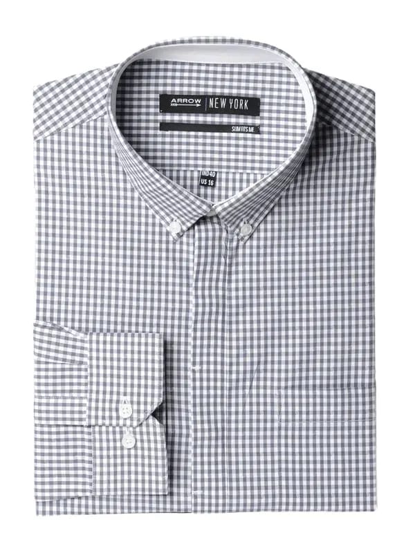 Arrow New York Men Grey Check Slim Fit Shirt
