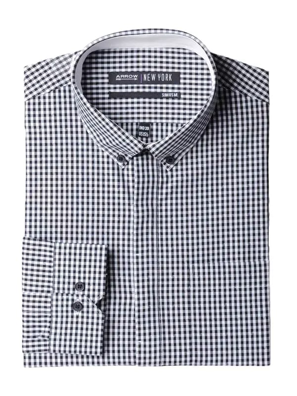 Arrow New York Men Black Check Slim Fit Shirt
