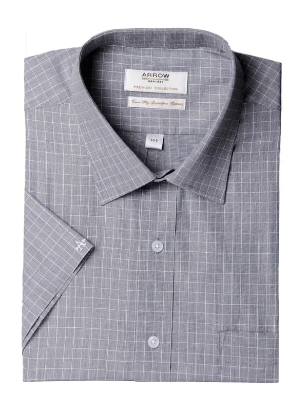 Arrow Men Grey Check Shirt