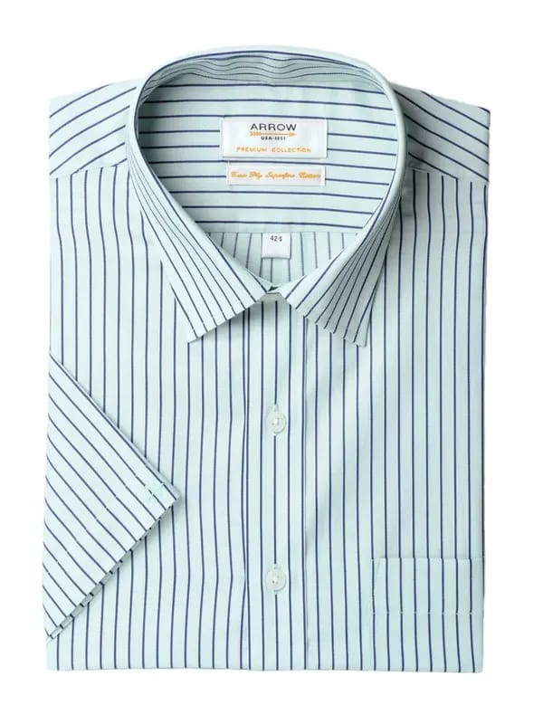 Arrow Men Green Striped Shirt