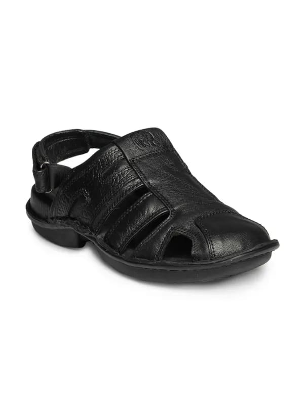 Red Chief Men Black Sandals