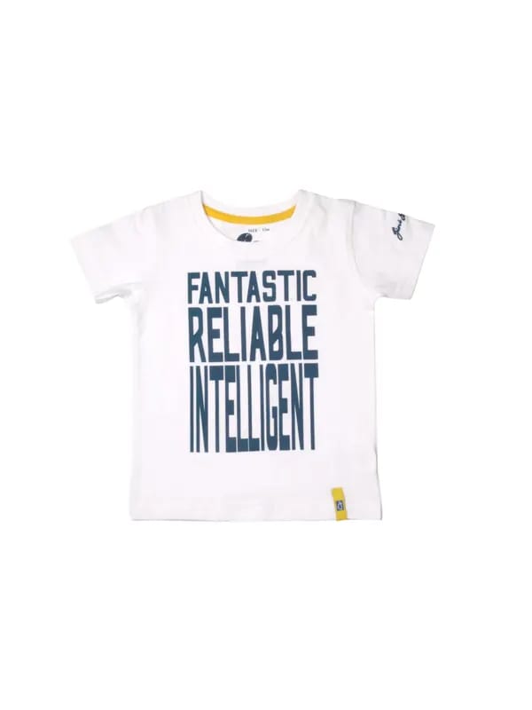 Gini and Jony Boys Printed White T-shirt