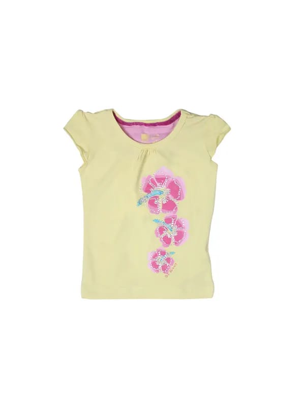 Gini and Jony Girls Printed Yellow Top