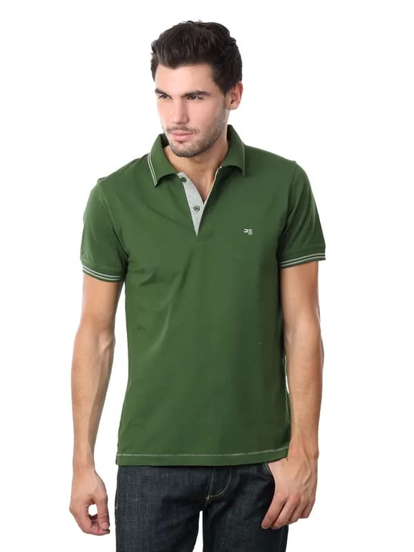 Peter England Men Polo Neck Green T-shirt