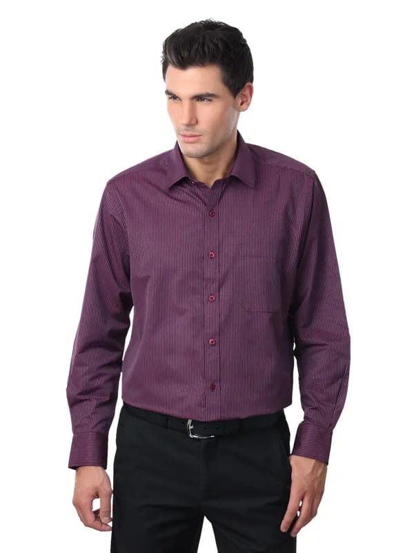 Peter England Men Maroon Purple Shirt