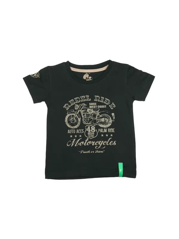 Gini and Jony Boys Printed Black T-Shirt