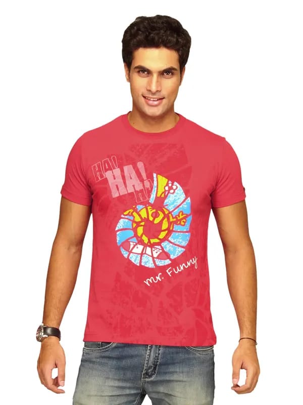 Mr.Men Men's Funny Coral Pink T-shirt