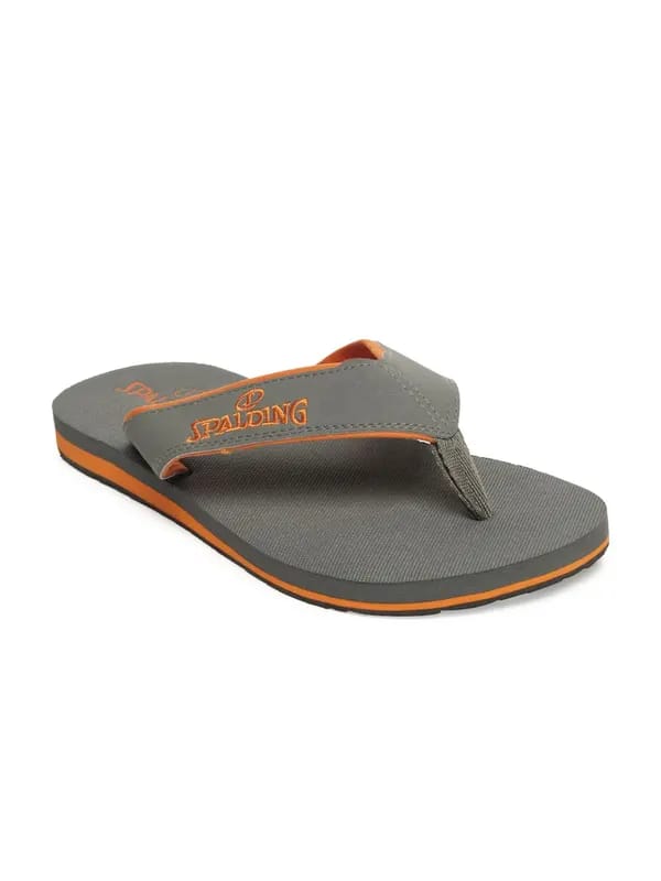 Spalding Men Grey & Orange Flip Flops