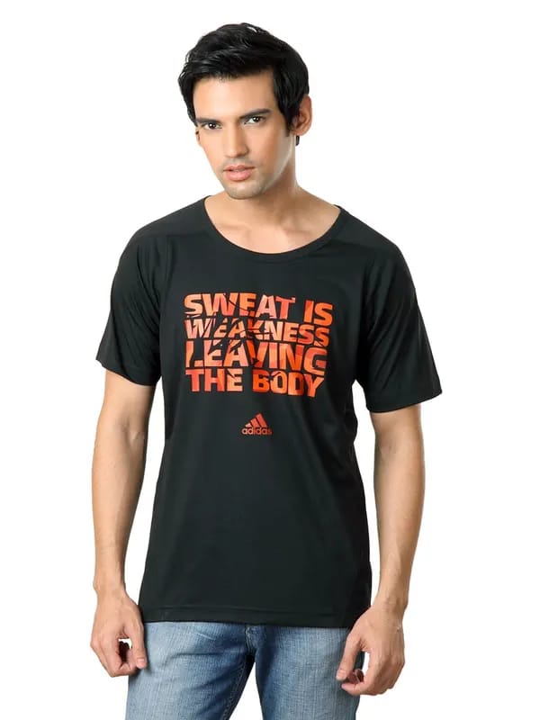 ADIDAS Men Black T-shirt