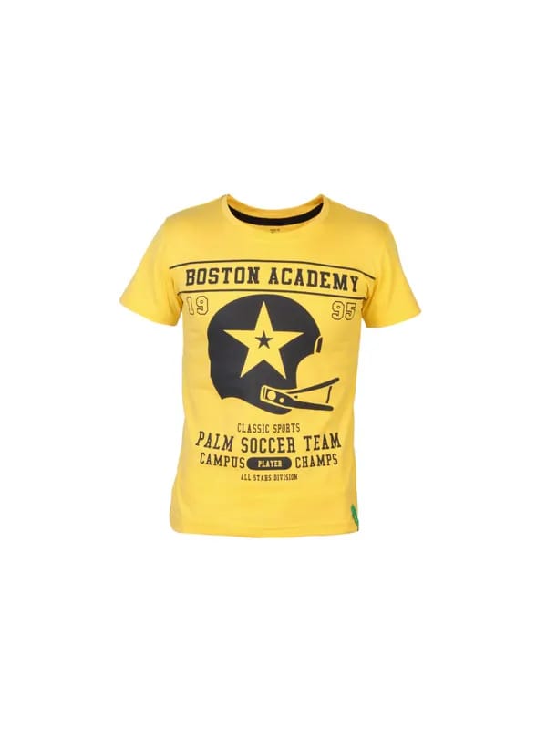 Gini and Jony Boys Printed Yellow T-Shirt