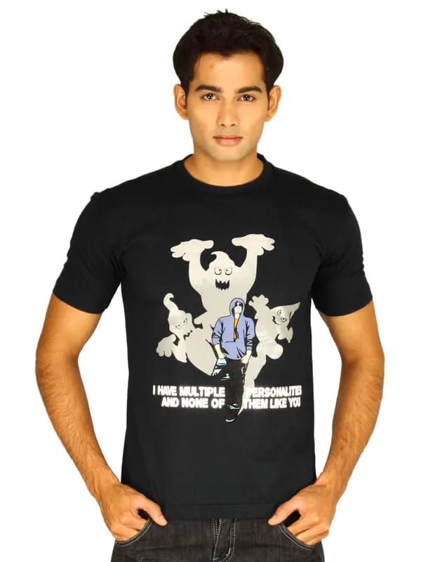 Myntra Men's I Have Multiple Personalities Black T-shirt