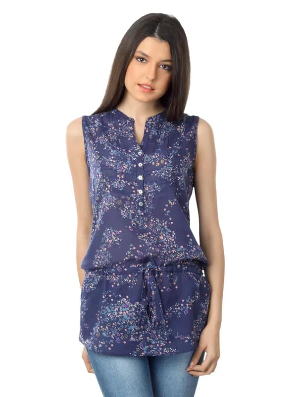 Wrangler Women Blossom Navy Blue Top