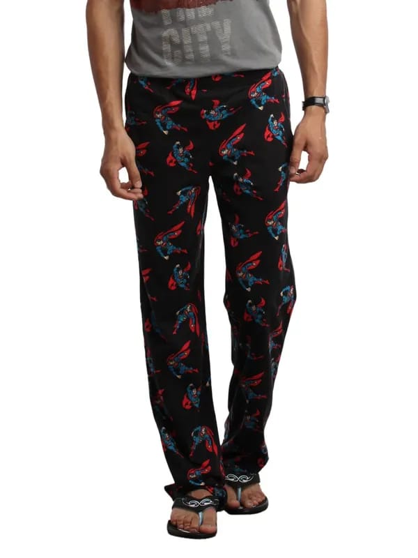 Superman Men Black Printed Lounge Pants