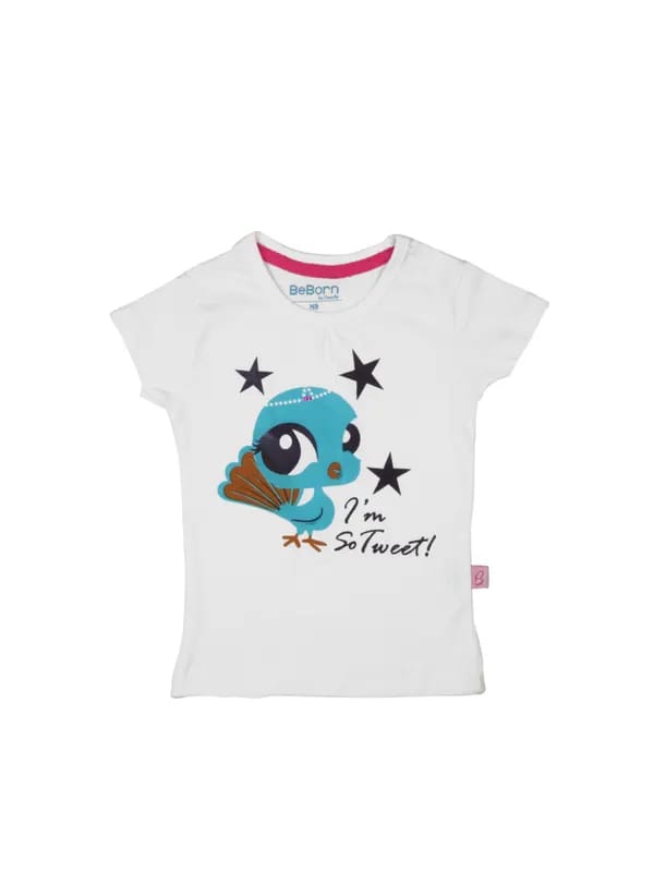 Doodle Girls Printed White Top