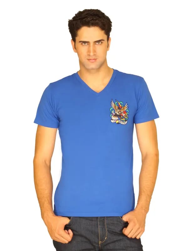 Ed Hardy Men's 77 Tattoo Eagle Blue T-shirt