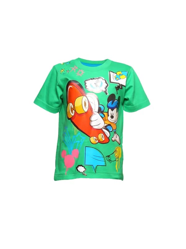 Disney Kids Boy's Green Mickey On Skates Kidswear