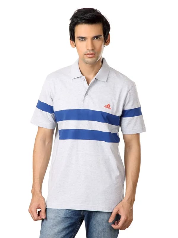 ADIDAS Men Grey Polo T-shirt
