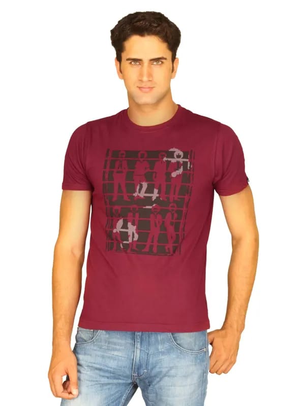 Probase Men's Musical Figures Maroon T-shirt
