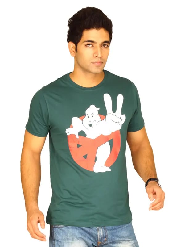 Probase Men's Crack Print Ghost Buster Green T-shirt