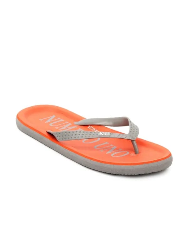 Numero Uno Men Grey & Orange Flip Flops
