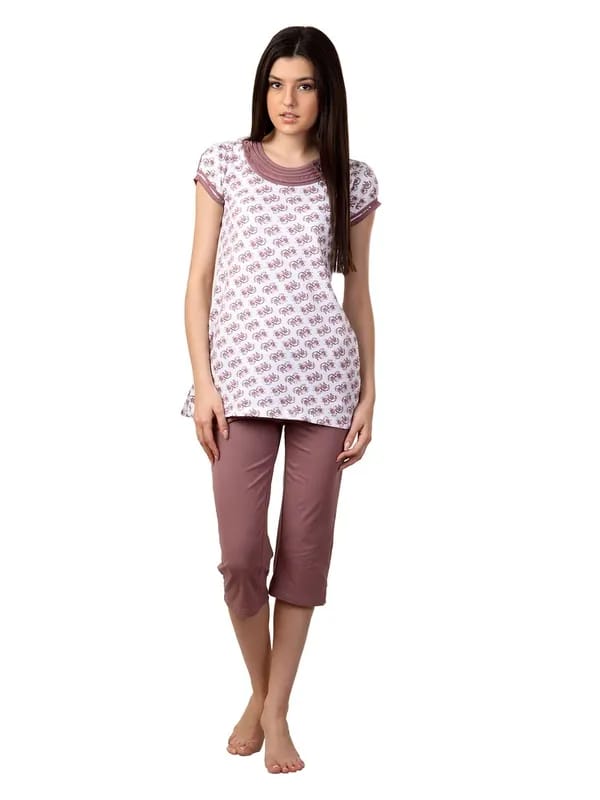 SDL by Sweet Dreams Women Printed Brown Night suits