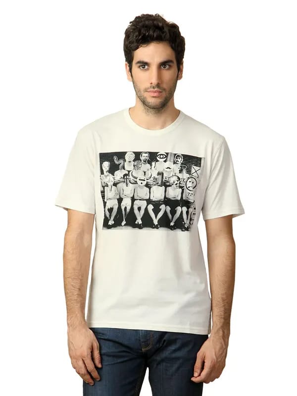 French Connection Men Off White T-shirt