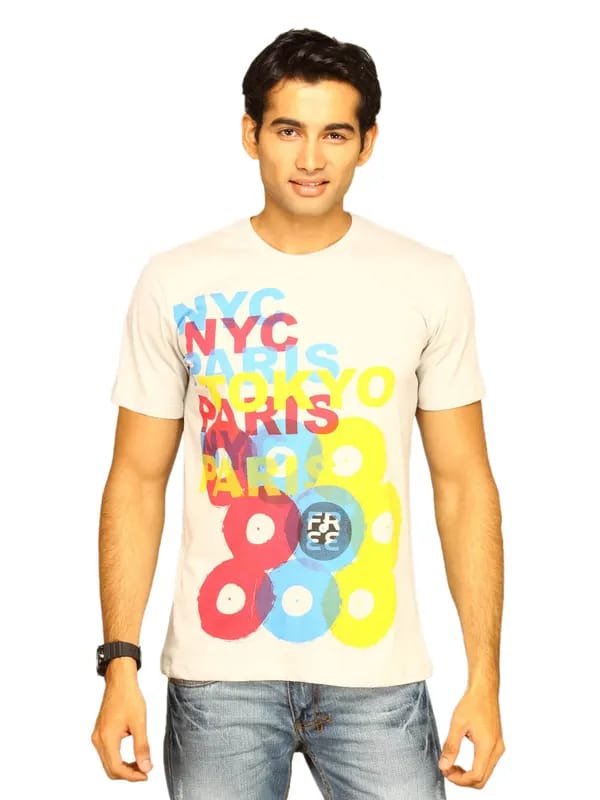 Free Authority Men's Paris Records Light Grey T-shirt