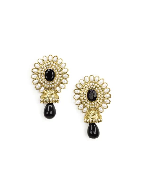 Royal Diadem Black Earrings
