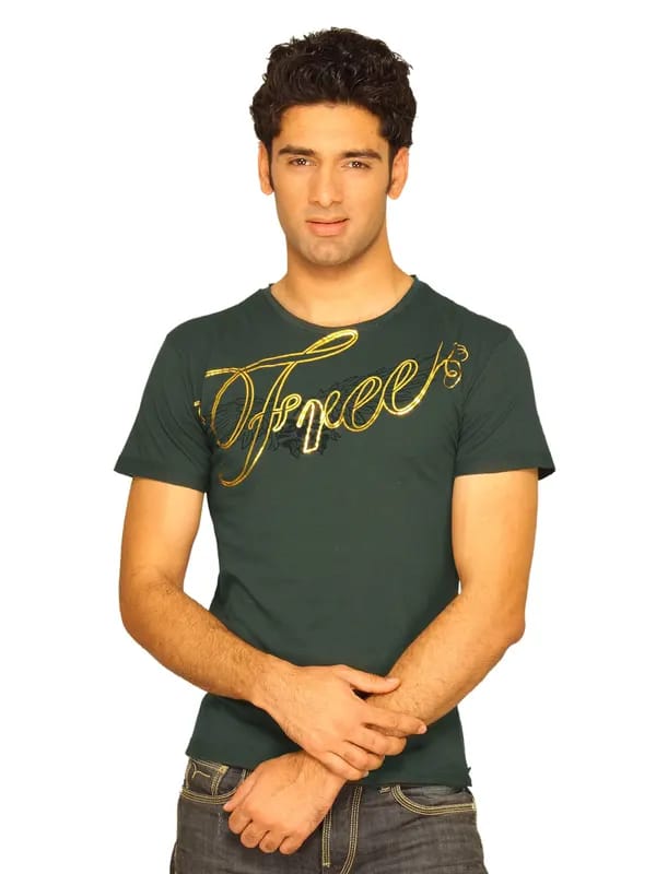 Free Authority Men's Foil Raw Edge Washed Olive T-shirt