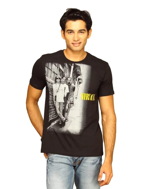 Nirvana Men's Shoulder Fade Black T-shirt