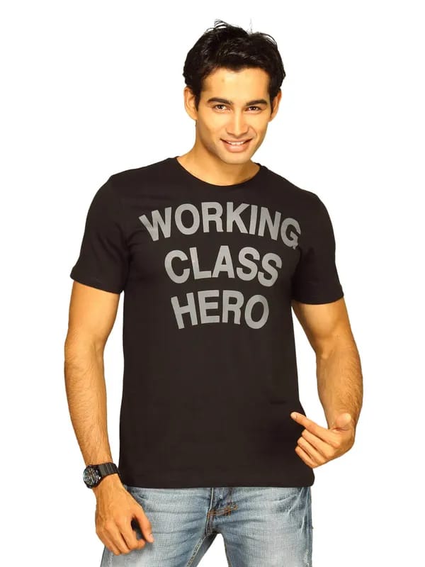John Lenon Men's Working Class Hero Black T-shirt
