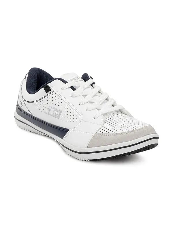 Force 10 Men White & Navy Blue Shoes