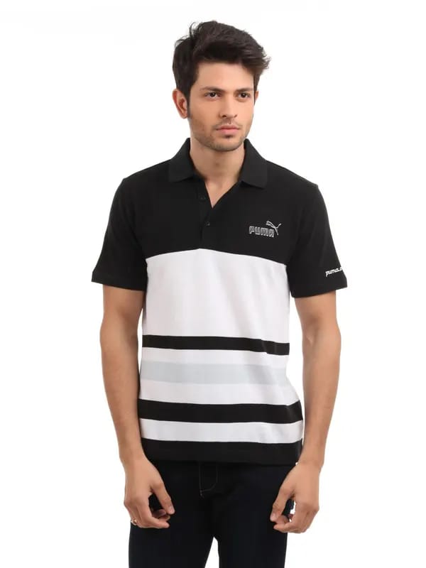 Puma Men Black Polo neck T-shirt