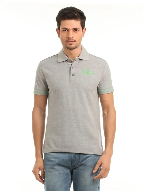 Puma Men Grey Honeycomb Polo T-shirt