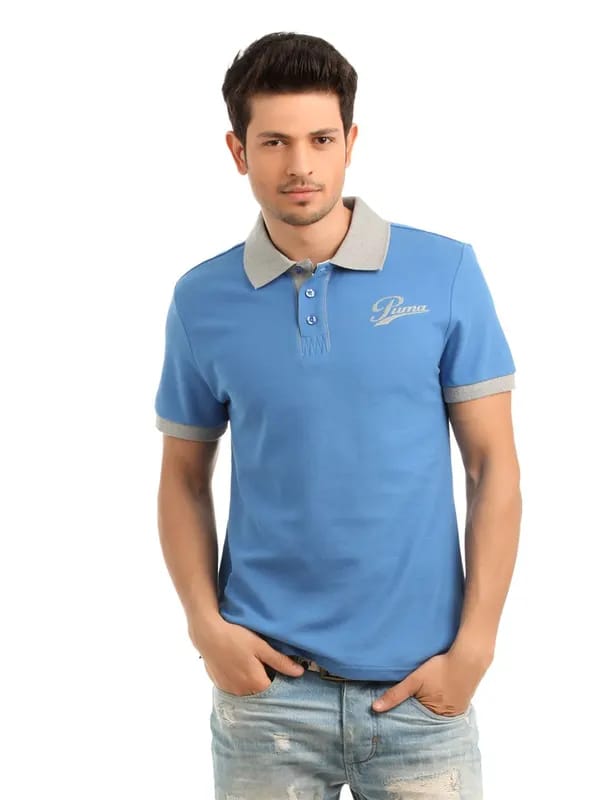 Puma Men Blue Polo Neck T-shirt