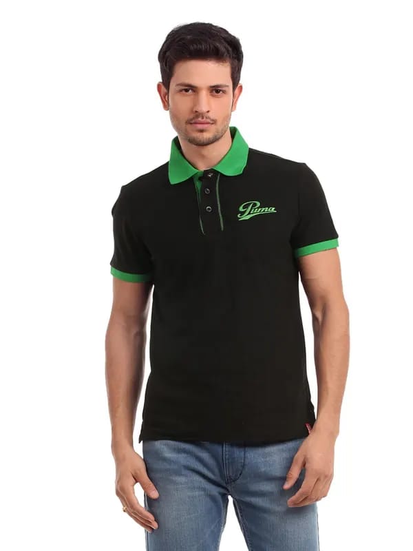Puma Men Black Polo T-shirt