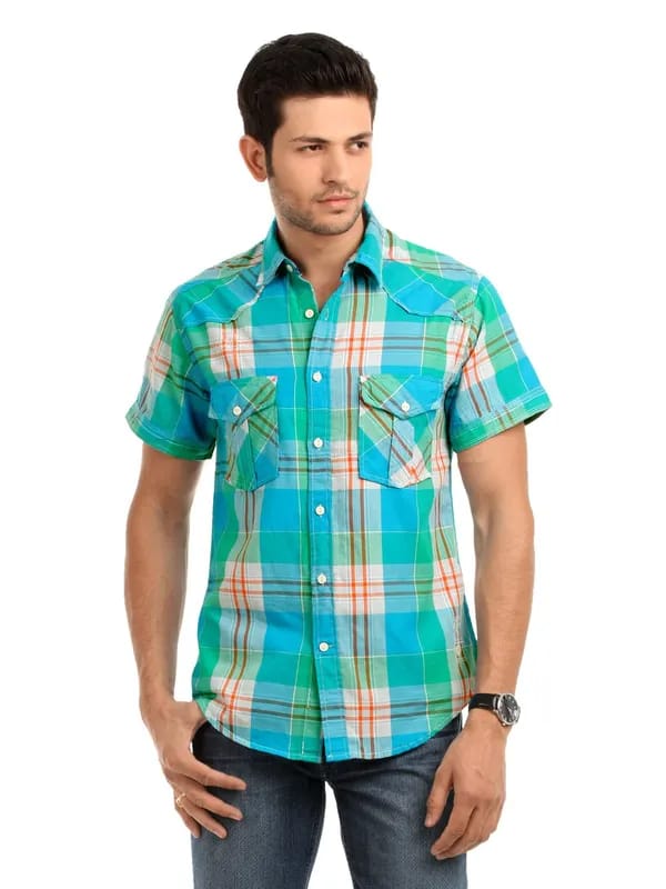 Jack & Jones Men Blue & Green Shirt