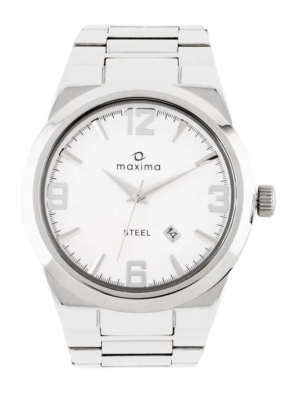 Maxima Ssteele Men White Dial Watch