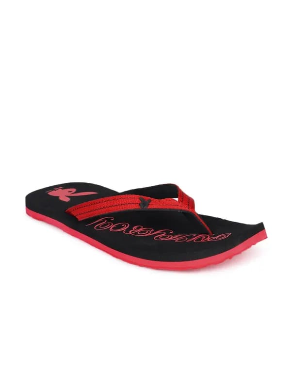 Playboy Men Red and Black Flip Flop