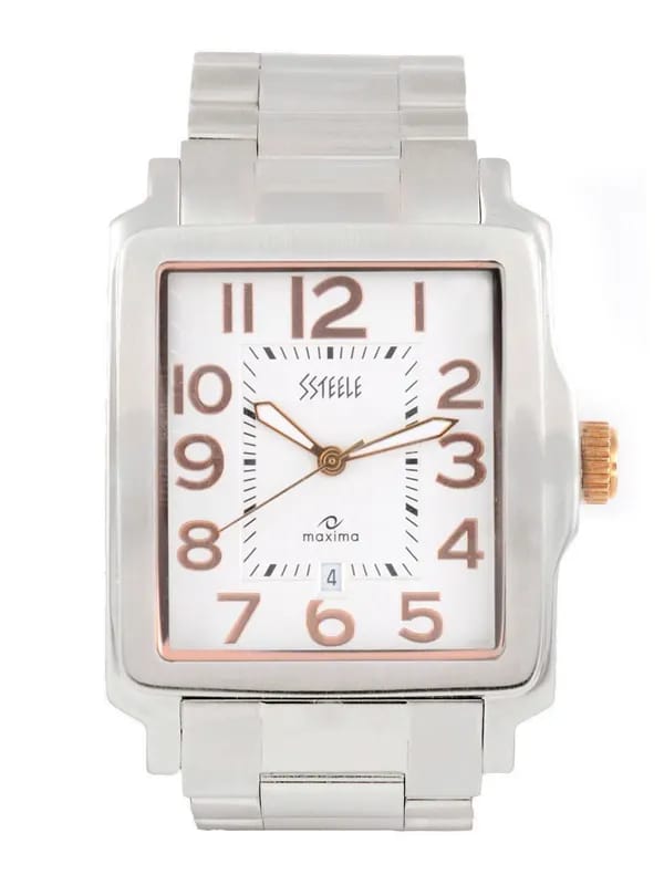 Maxima Ssteele Men White Dial Watch