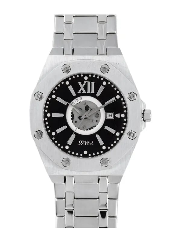 Maxima Ssteele Men Black Dial Watch