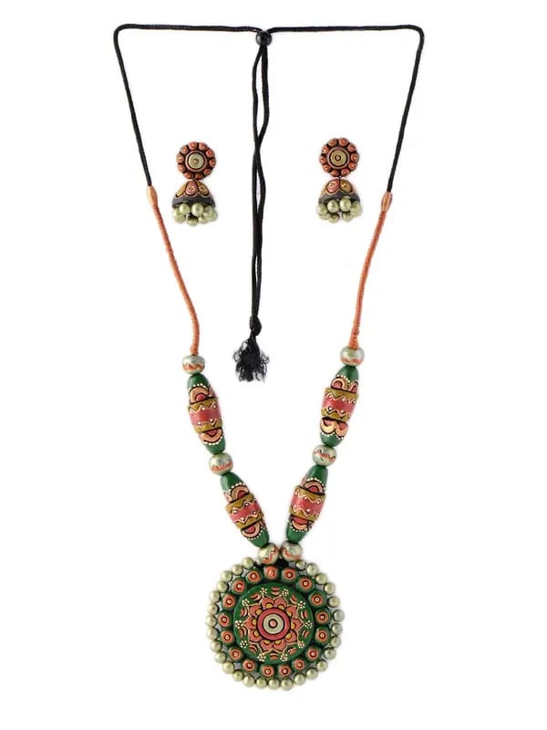 Adrika Green Teracotta Jewellery Set